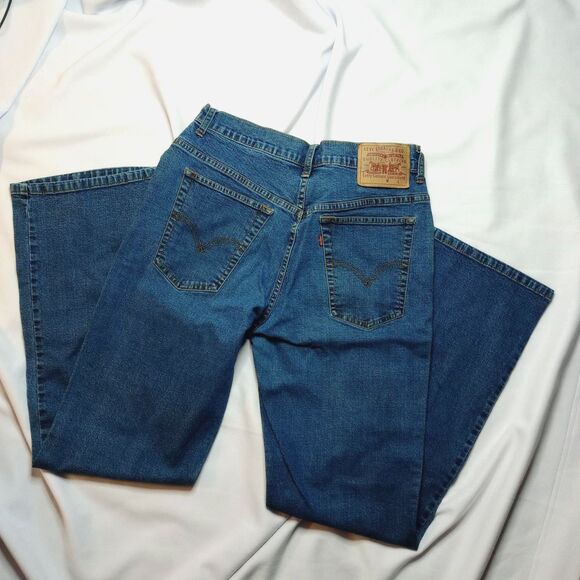 Levi's Relaxed Straight Leg Jeans Stretch High Rise Cttn Blue Denim Juniors 13 M - Picture 3 of 6